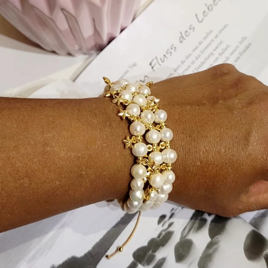 Spektakuläres Armband ESTRELLA DE MAR mit echten Perlen