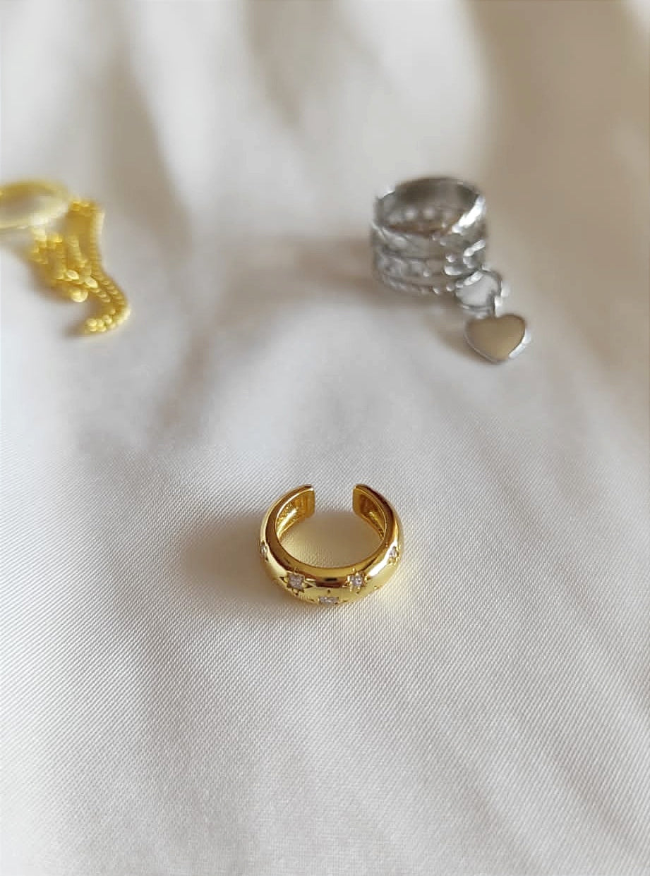Ear cuff refinado MICHELLE de plata 925 bañada en oro de 18k