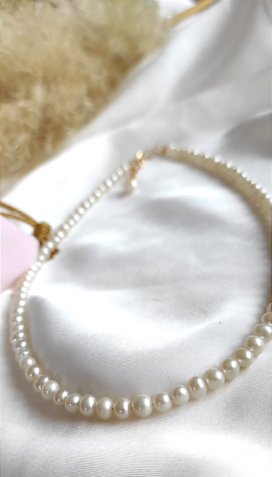 Klassische Perlenkette OPERA mit natürlichen Perlen(rosa, schwarz und weiß)