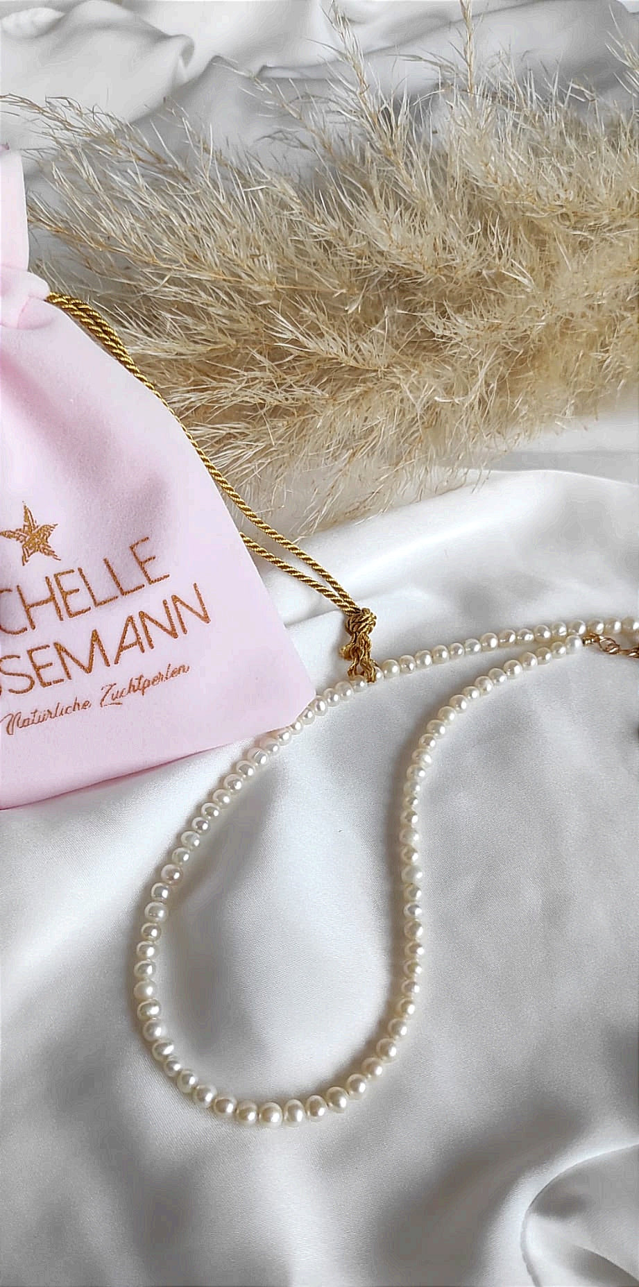 Klassische Perlenkette OPERA mit natürlichen Perlen(rosa, schwarz und weiß)
