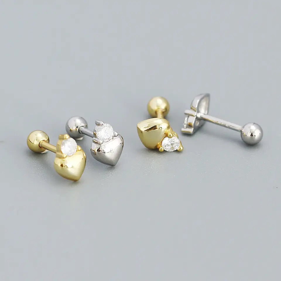 Echt Silber 925 Ohrstecker CHIC in Herzform mit Edelstein (farbe silber)