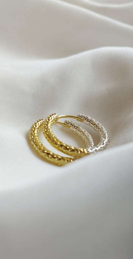 Casual hoop earrings OSADÍA made of 925 sterling silver with a gold-plated half