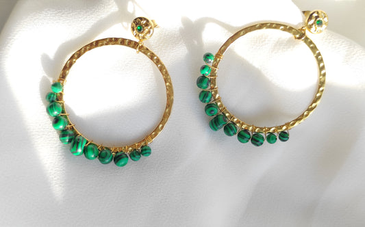 Great earrings CURAZAO with green malachite stone