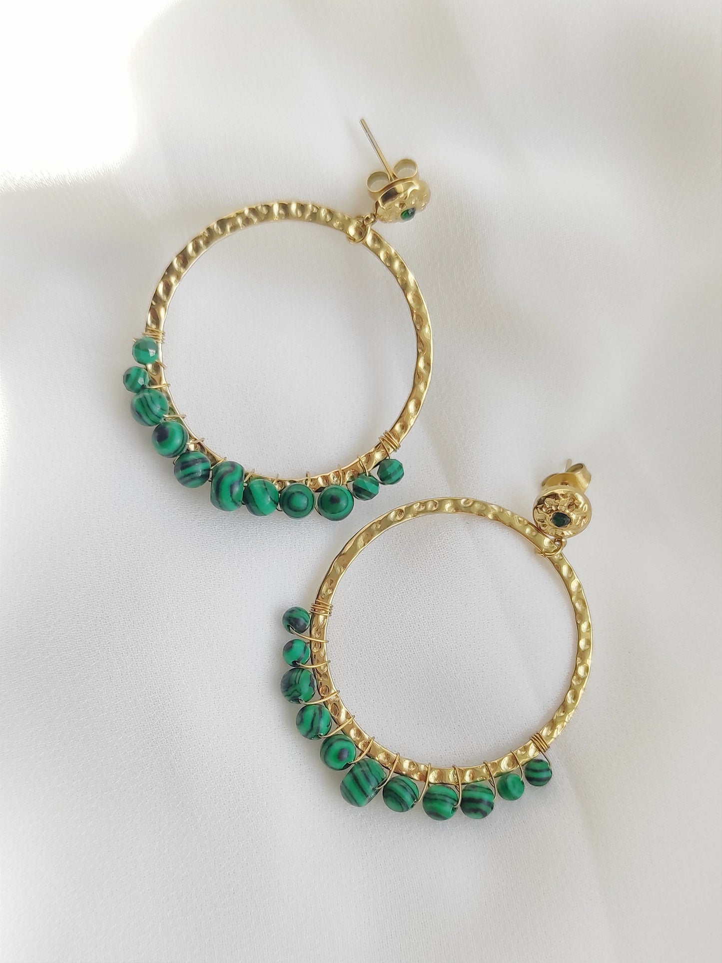 Great earrings CURAZAO with green malachite stone