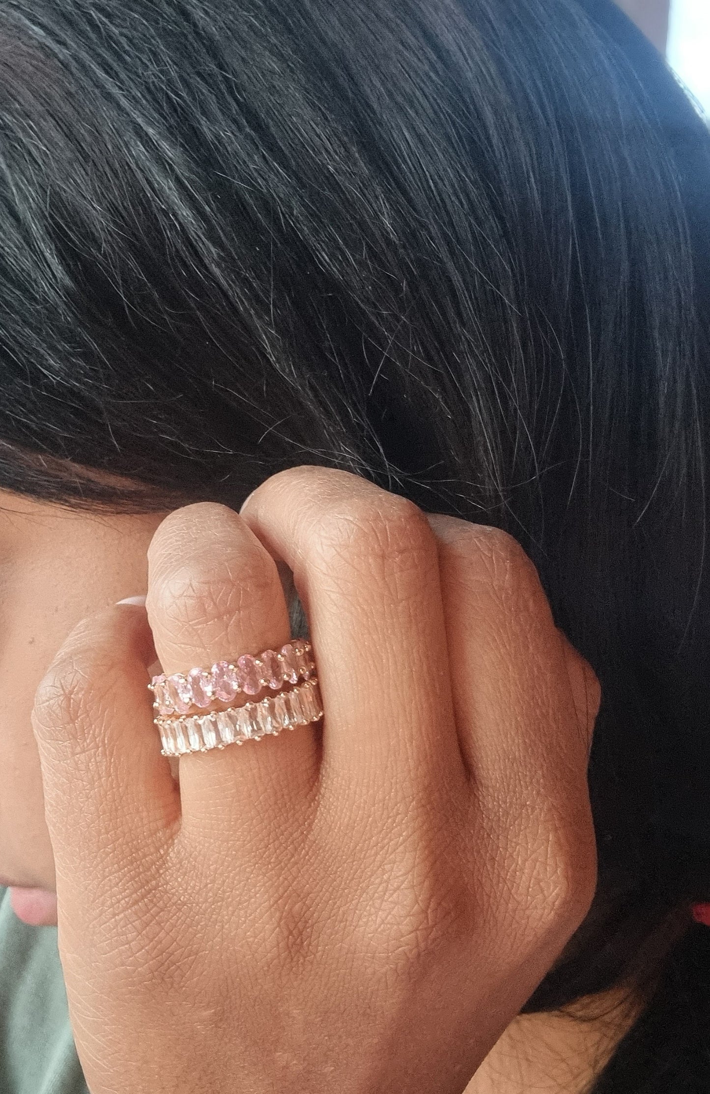 Offener Ring ROSA mit Edelsteinbesatz