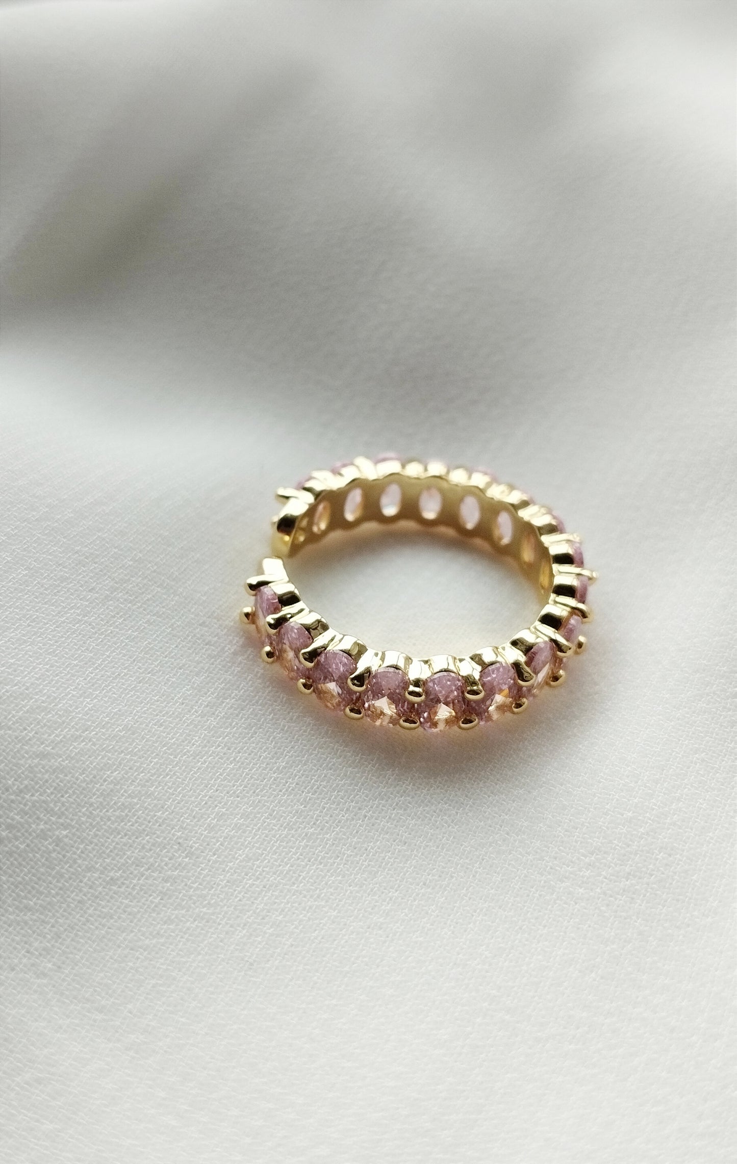 Open ring PINK with precious stones