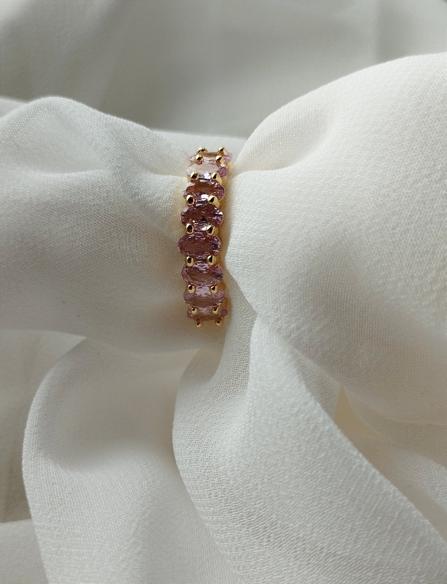 Open ring PINK with precious stones