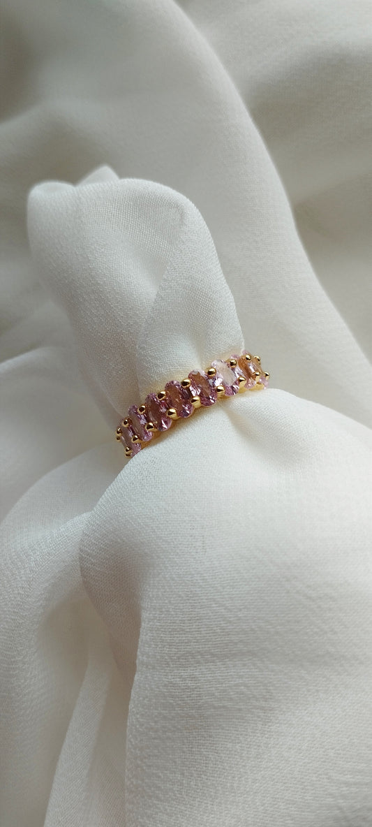 Open ring PINK with precious stones