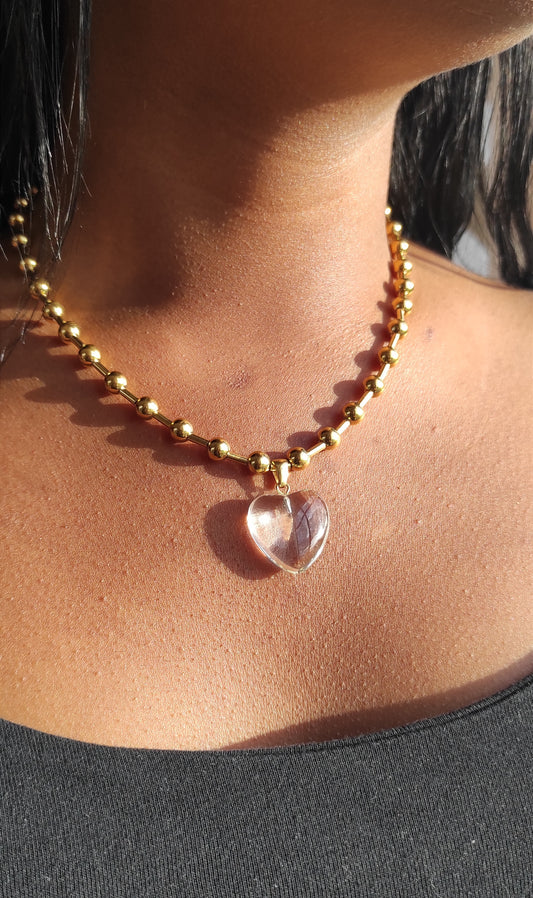 Sweet necklace CENTELLA with a transparent heart pendant