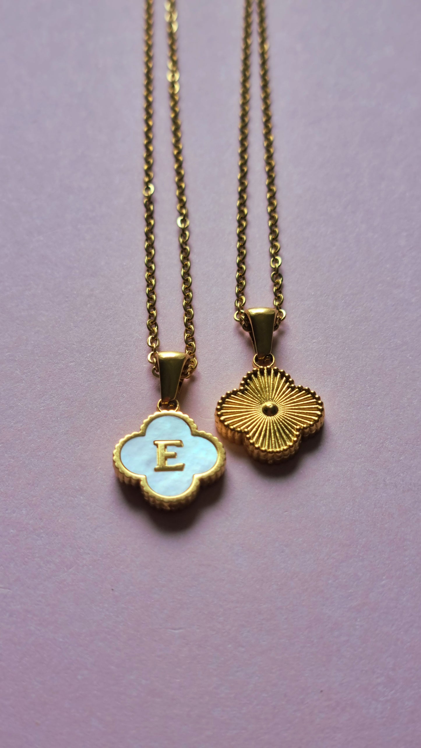 Initialen-Halskette TREBOL ✨ Perlmutt & Edelstahl (Sonderangebot)