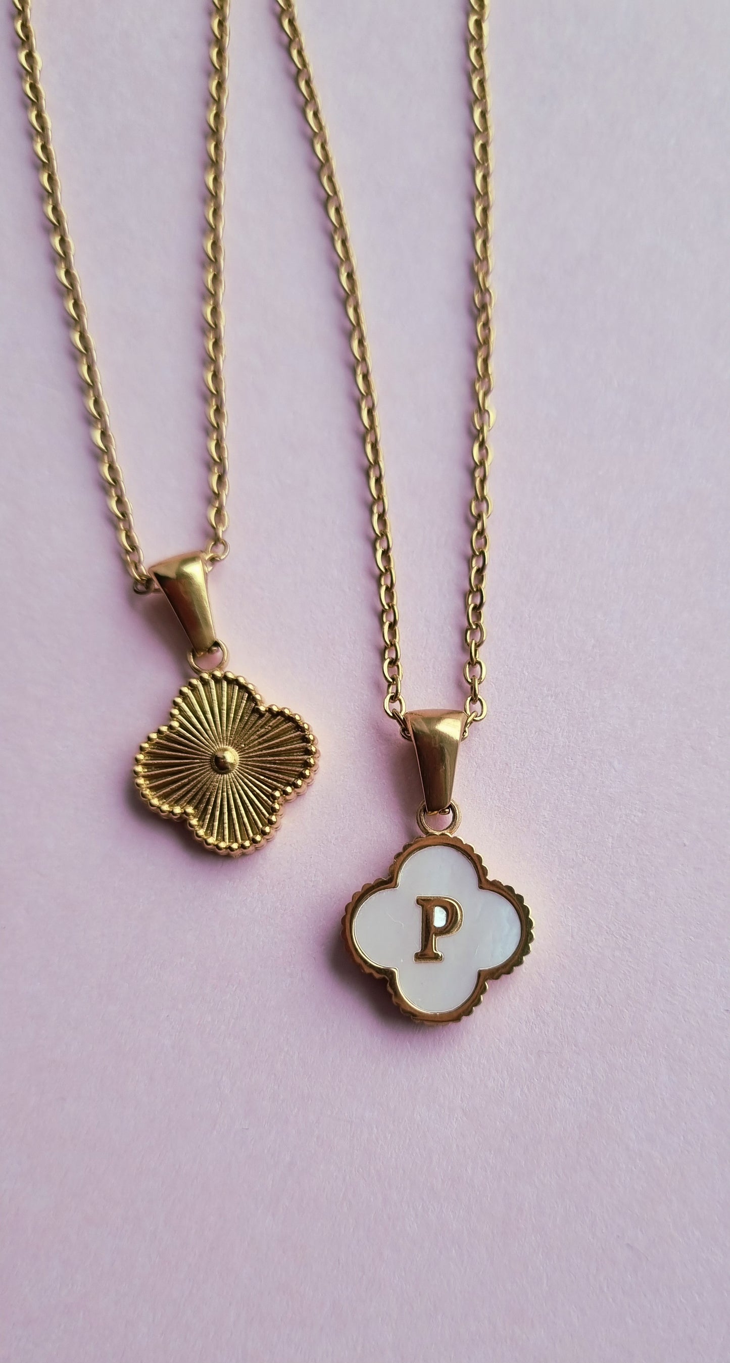 Initialen-Halskette TREBOL ✨ Perlmutt & Edelstahl (Sonderangebot)