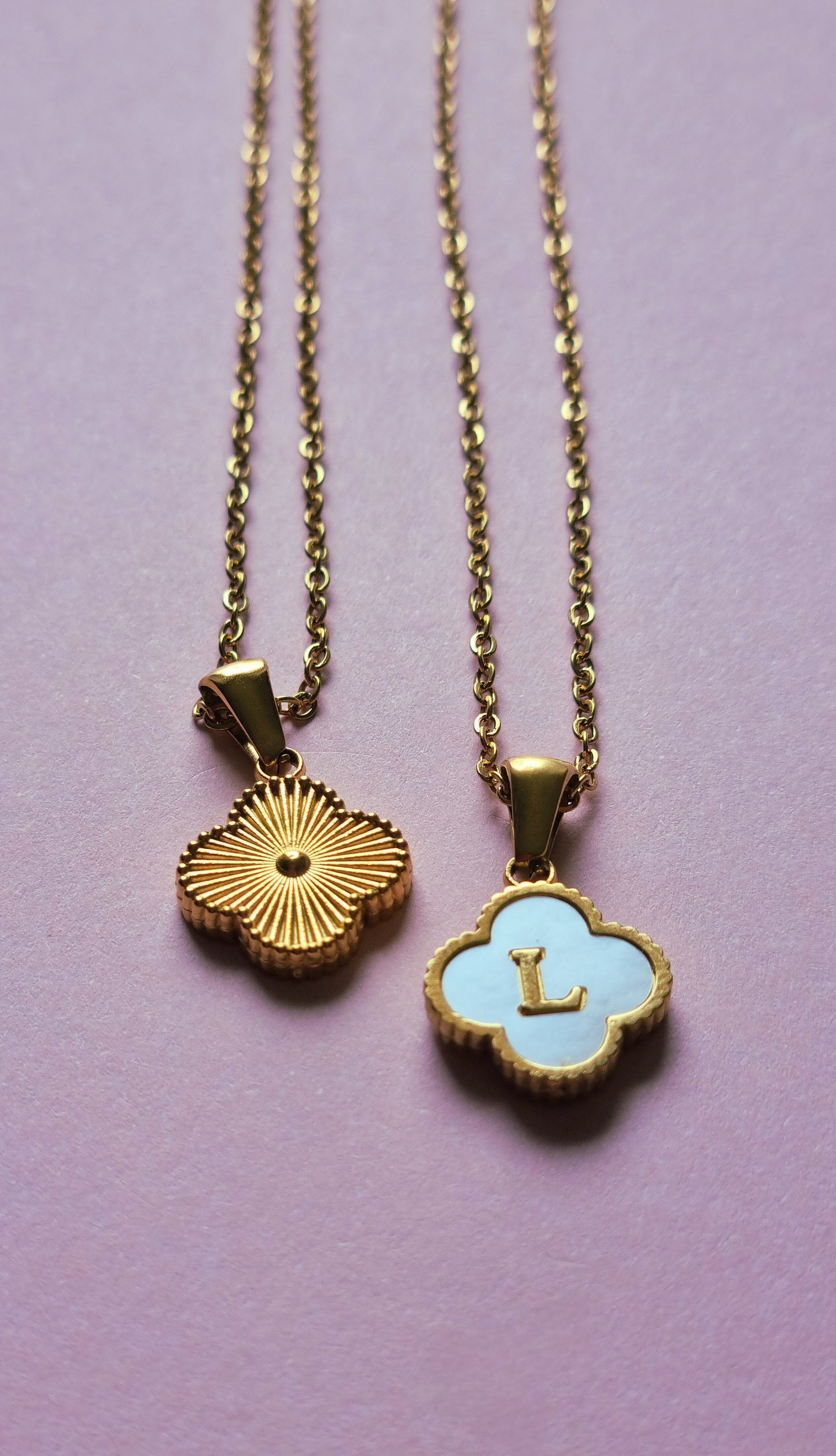 Initialen-Halskette TREBOL ✨ Perlmutt & Edelstahl (Sonderangebot)