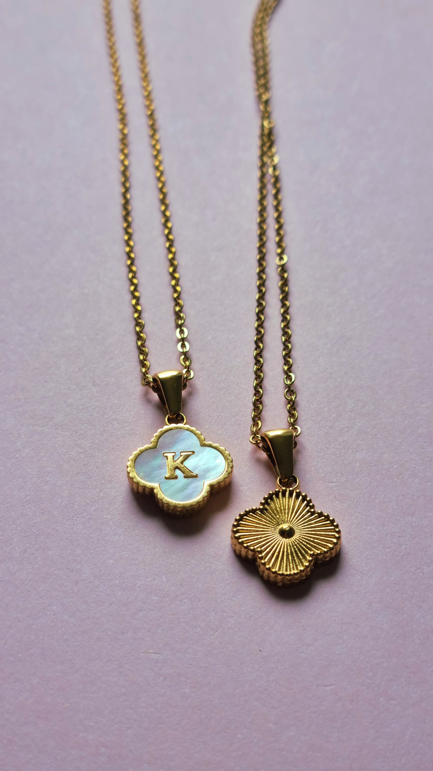 Initialen-Halskette TREBOL ✨ Perlmutt & Edelstahl (Sonderangebot)