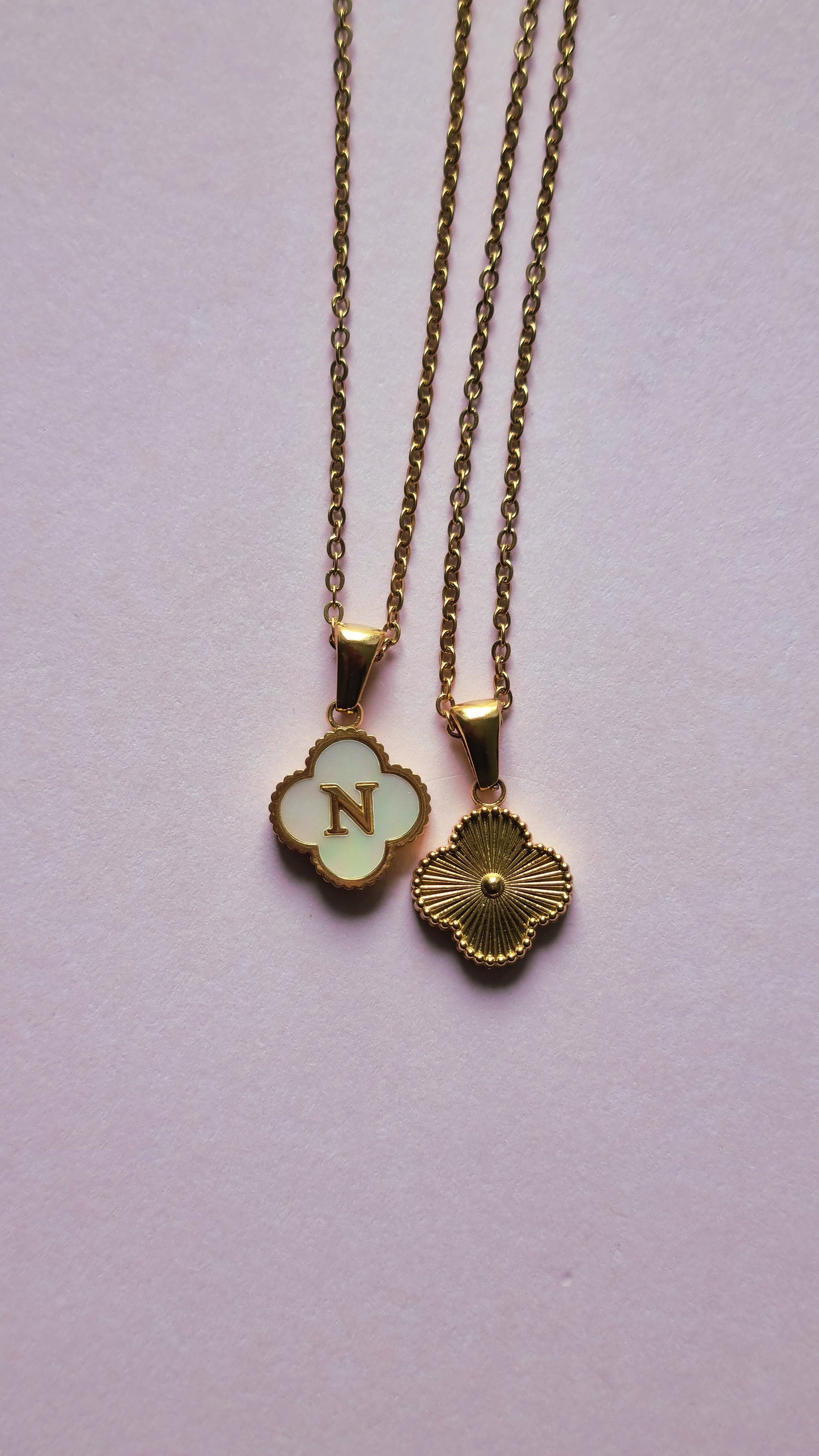 Initialen-Halskette TREBOL ✨ Perlmutt & Edelstahl (Sonderangebot)