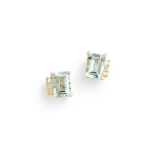 Fine GRECIA stud earrings made of 925 sterling silver with light blue and white zirconia stones.